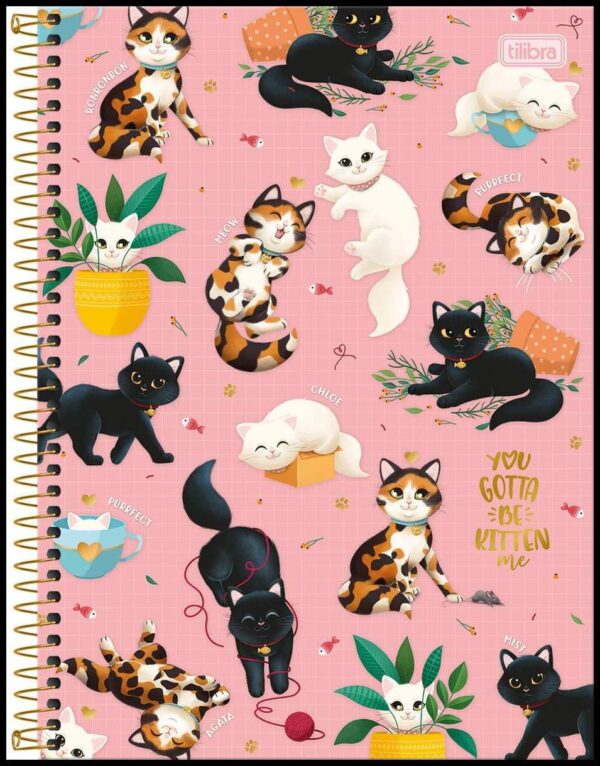 Caderno 10 Matérias - Purrfect Cats - 160 Folhas 200mm x 275mm - Tilibra