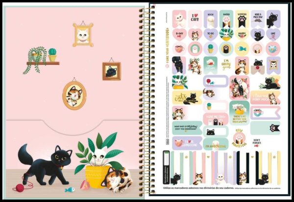 Caderno 10 Matérias - Purrfect Cats - 160 Folhas 200mm x 275mm - Tilibra - Image 3